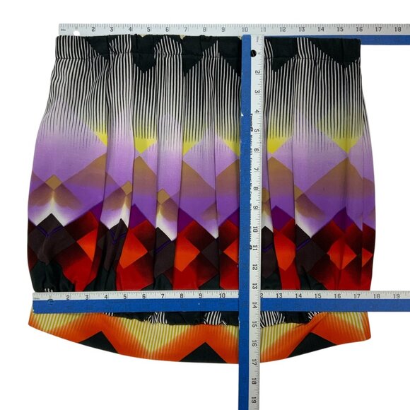 Orna Farho Silk Skirt 40 US/8 Multicolor Mini Pleated Blouson Bubble France - Picture 4 of 12